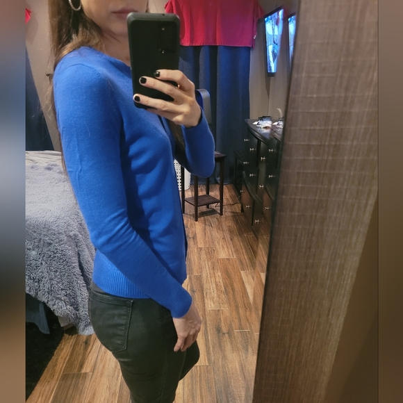 LOFT Royal Blue Button Up Cardigan Sweater - Picture 3 of 7